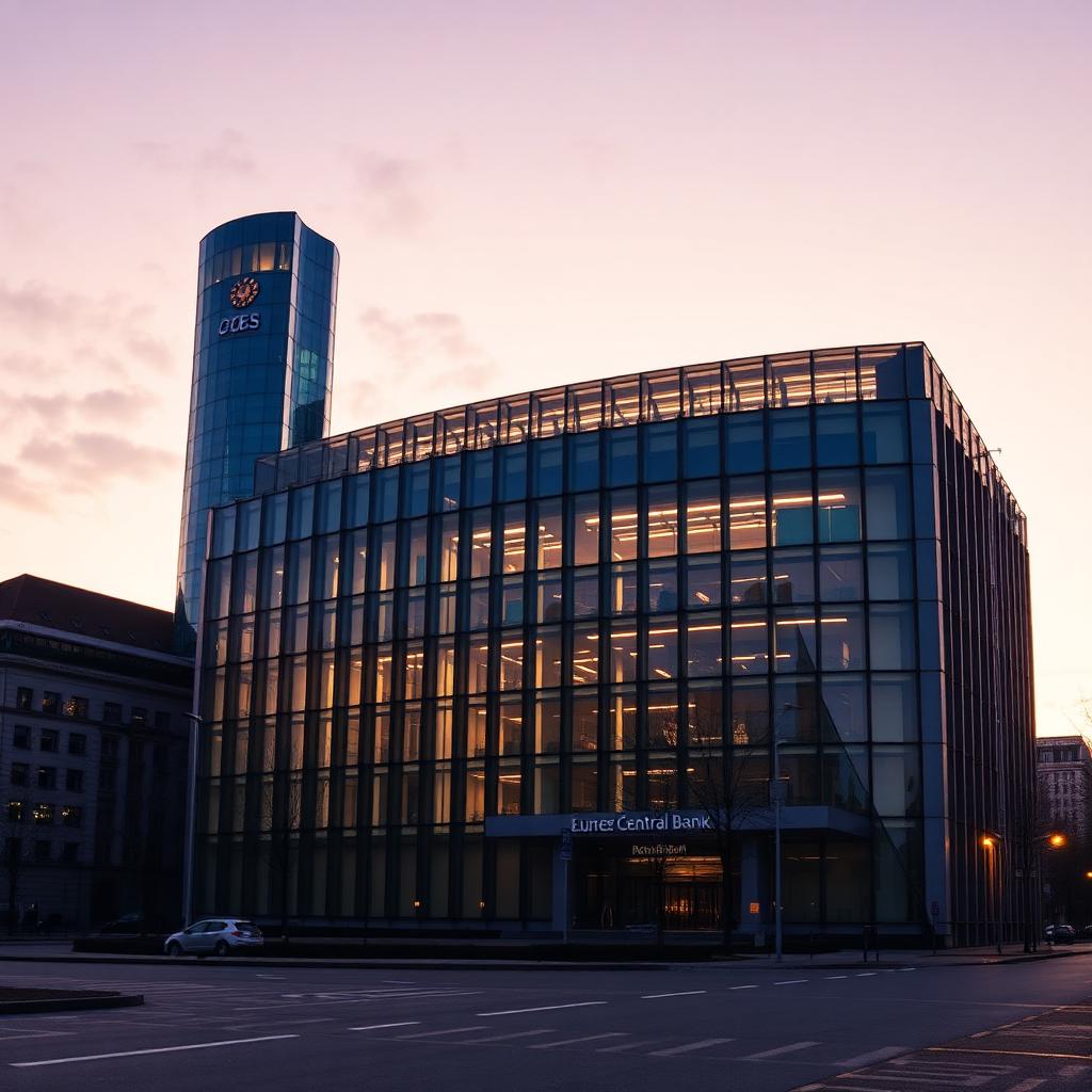 Hamburger EZB-Turm bei blauer Stunde